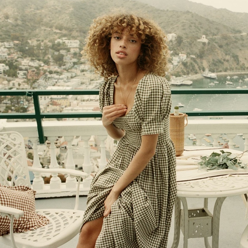 DÔEN Kennedy Dress in Olive Gingham | S - Picture 4 of 11